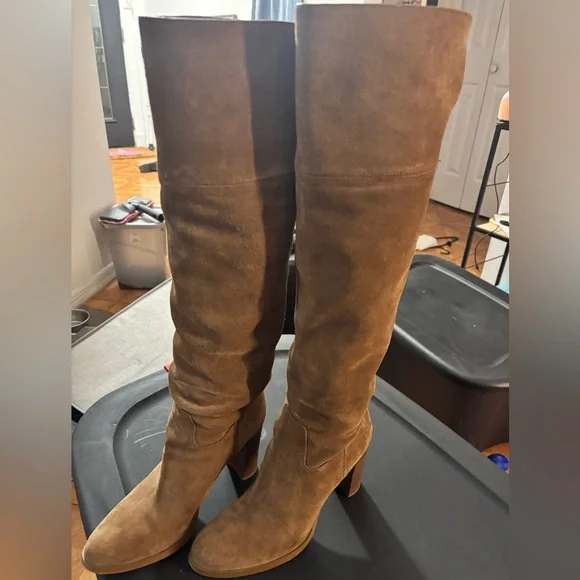 Michael Kors Tan Suede Over the Knee Boots - Picture 3 of 14